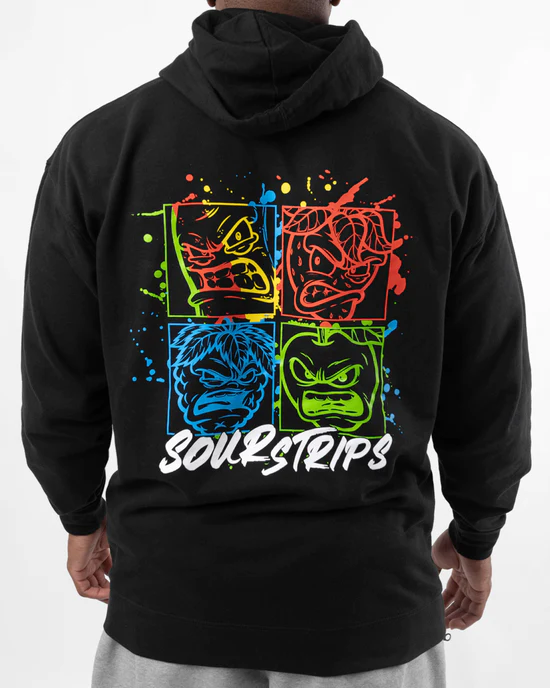 Sour Strips Hoodie for sale now in stock, Blue sour candy for sale.